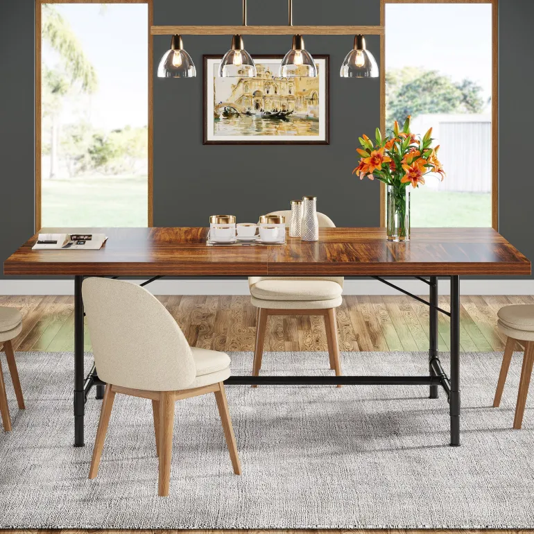 Hot Tribesigns 70.8" Industrial Dining Table Kitchen Table for 6-8 People