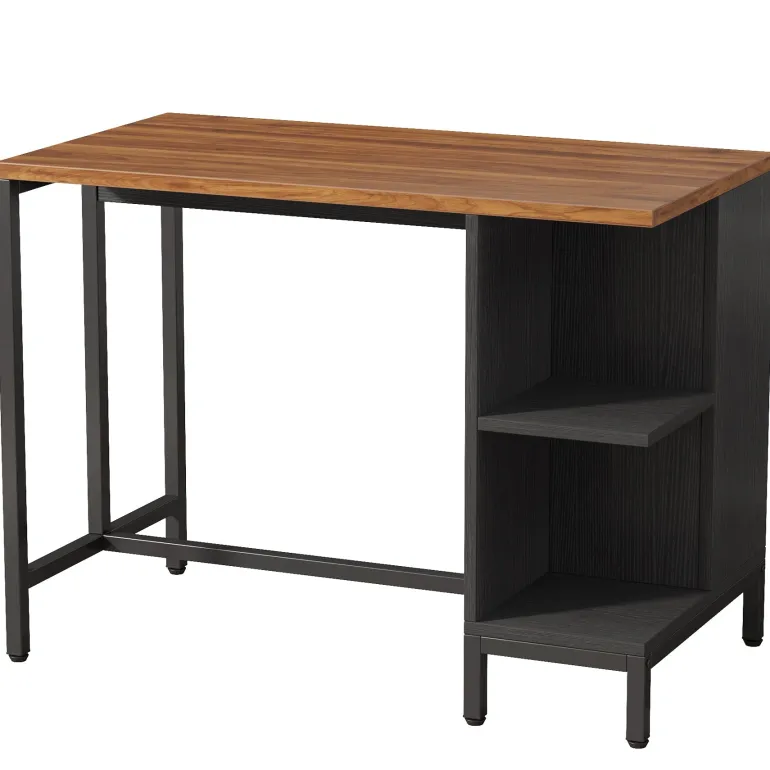 Best Sale Tribesigns 43" Kitchen Island Kitchen Counter Table with 5 Open Shelves
