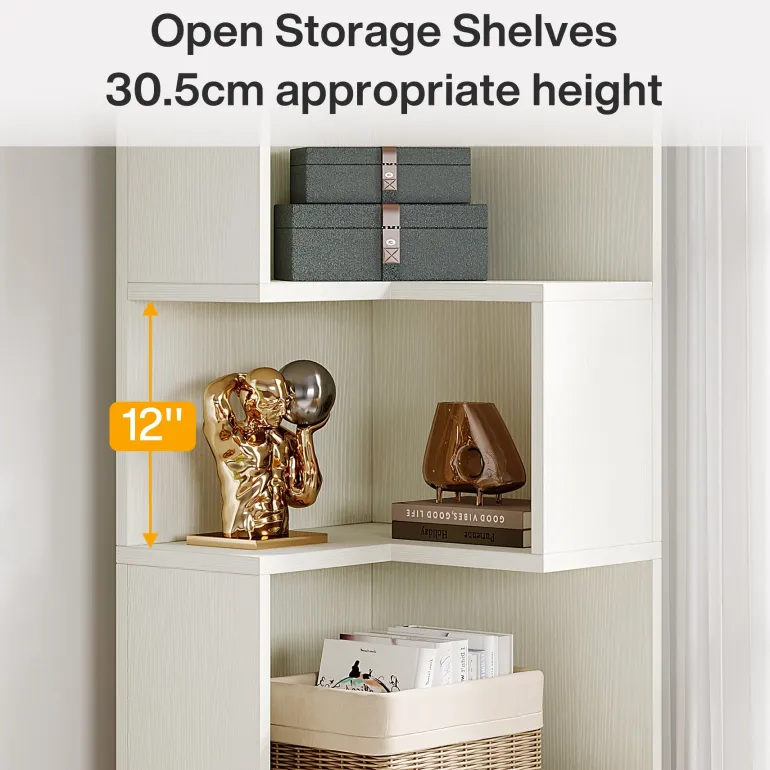 Cheap Tribesigns 66.9" L - Shaped Bookshelf, Corner Bookcase With 5 - Tier Shelf And 2 Drawers