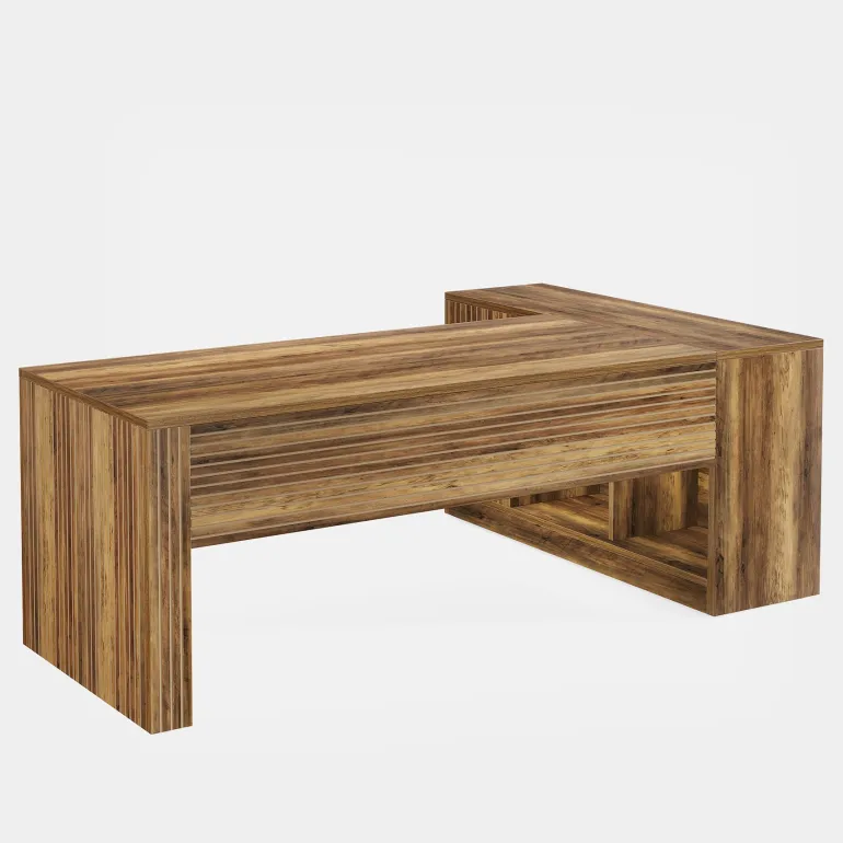 Fashion Tribesigns 72" L - Shaped Desk, Executive Desk Office Computer Desk with Cabinet