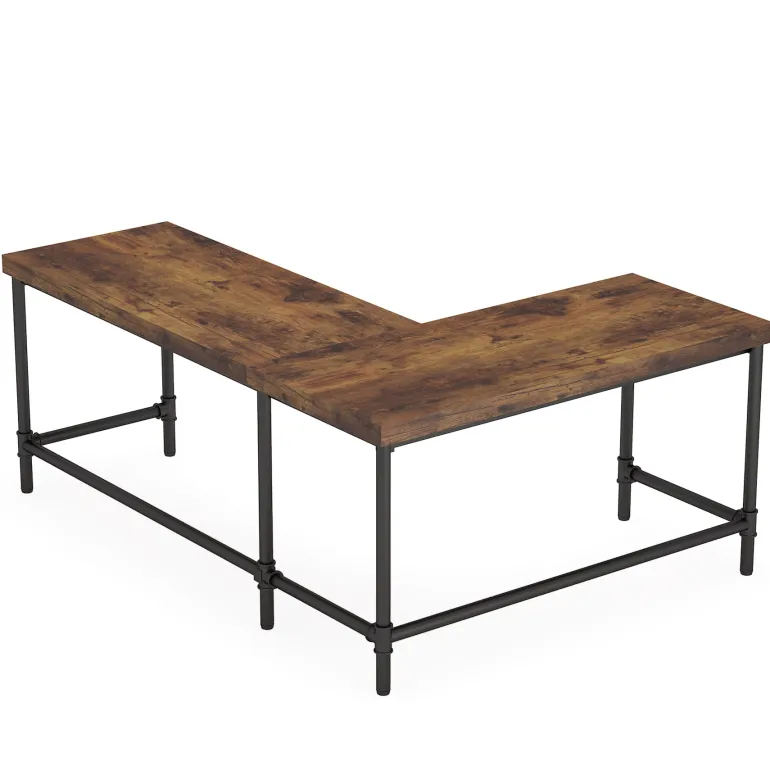 Cheap Tribesigns 67" L - Shaped Desk, Industrial Reversible Computer Corner Desk