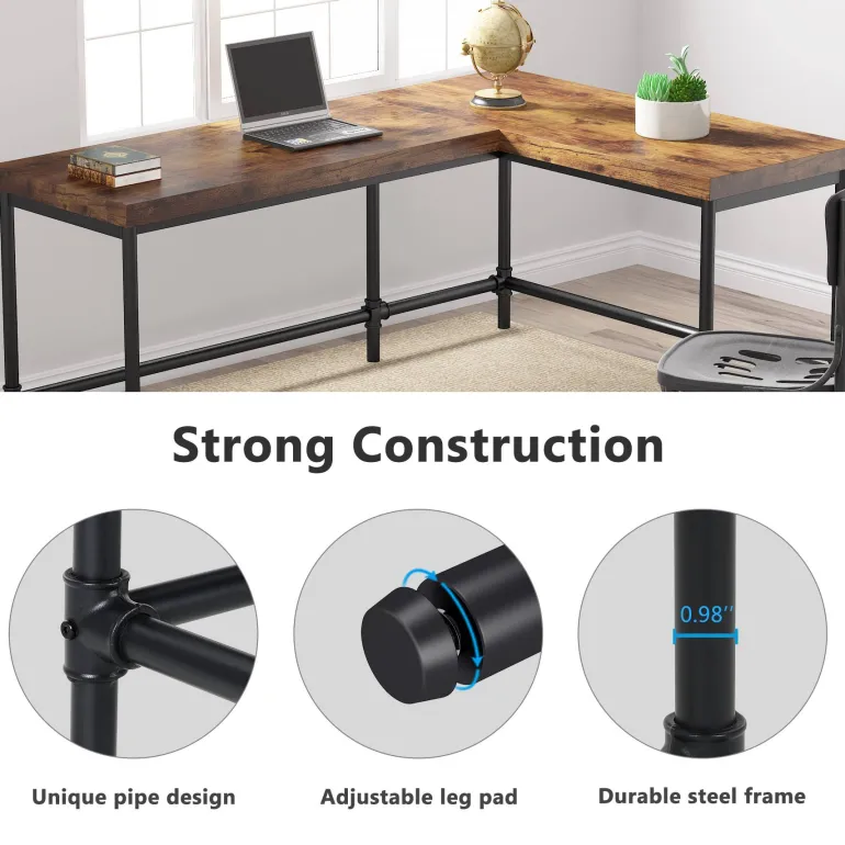 Cheap Tribesigns 67" L - Shaped Desk, Industrial Reversible Computer Corner Desk