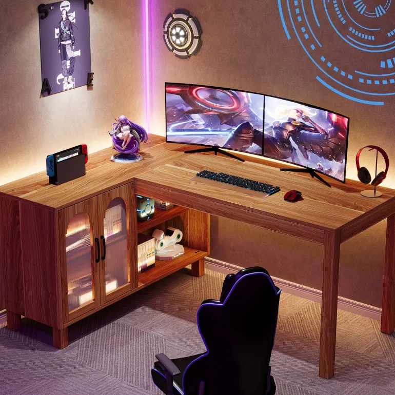 Best Sale Tribesigns 59" L - Shaped Executive Desk, Computer Desk Home Office Desk With Storage Cabinet