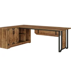 Flash Sale Tribesigns 78" L - Shaped Executive Desk, Farmhouse Reversible Computer Desk with Cabinet