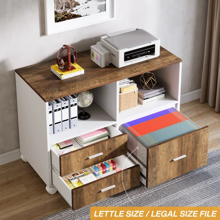Cheap Tribesigns 63" L-Shaped Desk, Modern Executive Computer Desk with 37" Mobile File Cabinet