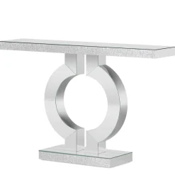 Store Tribesigns 43" Mirrored Console Table, Modern Silver Sofa Table with O - Shaped Base