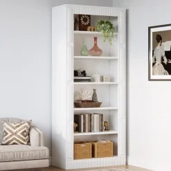Sale Tribesigns 73" Modern Bookcase, 6-Tier Tall Etagere Bookshelf with Storage Shelves