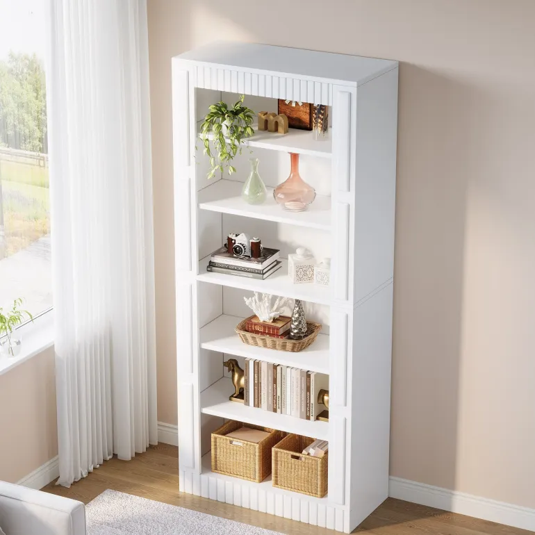 Sale Tribesigns 73" Modern Bookcase, 6-Tier Tall Etagere Bookshelf with Storage Shelves