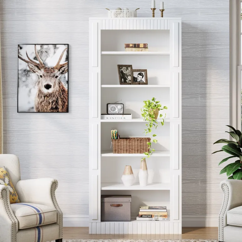 Sale Tribesigns 73" Modern Bookcase, 6-Tier Tall Etagere Bookshelf with Storage Shelves
