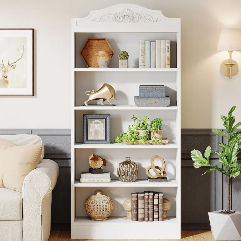 Best Sale Tribesigns 72" Modern Bookshelf, Freestanding Etagere Bookcase with Storage Shelves