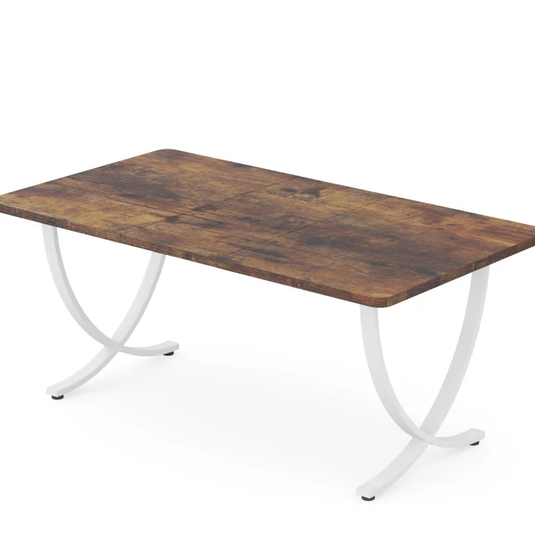 Discount Tribesigns 63" Modern Dining Table Kitchen Table with Faux Marble Table Top