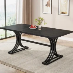 Best Sale Tribesigns 63'' Modern Dining Table with Faux Marble Tabletop & Metal Legs