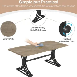 Hot Tribesigns 63'' Modern Executive Computer Desk with Faux Marble Tabletop
