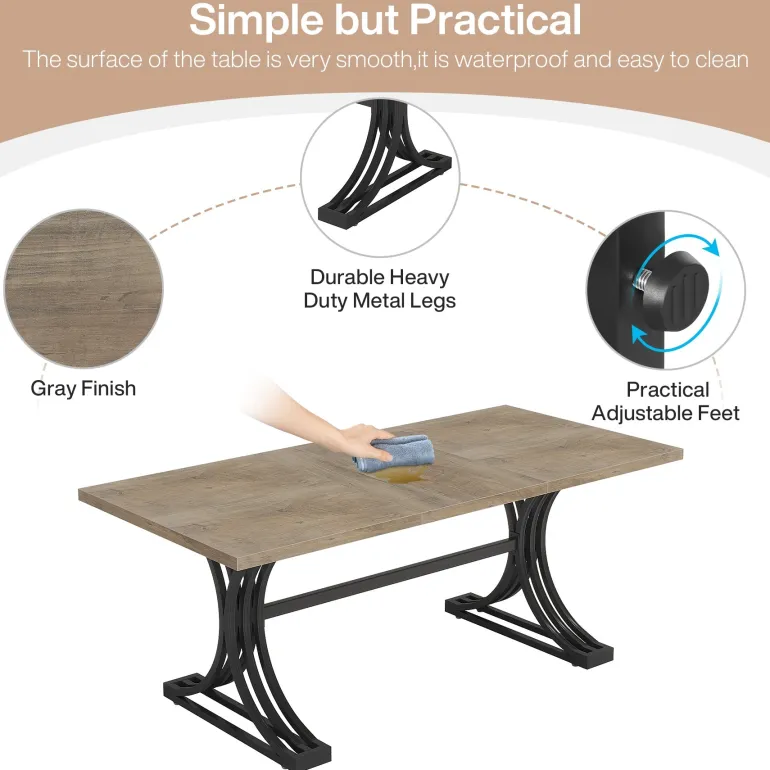 Hot Tribesigns 63'' Modern Executive Computer Desk with Faux Marble Tabletop