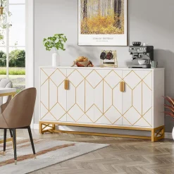 Flash Sale Tribesigns 59" Modern Sideboard Buffet Kitchen Storage Cabinet with Doors