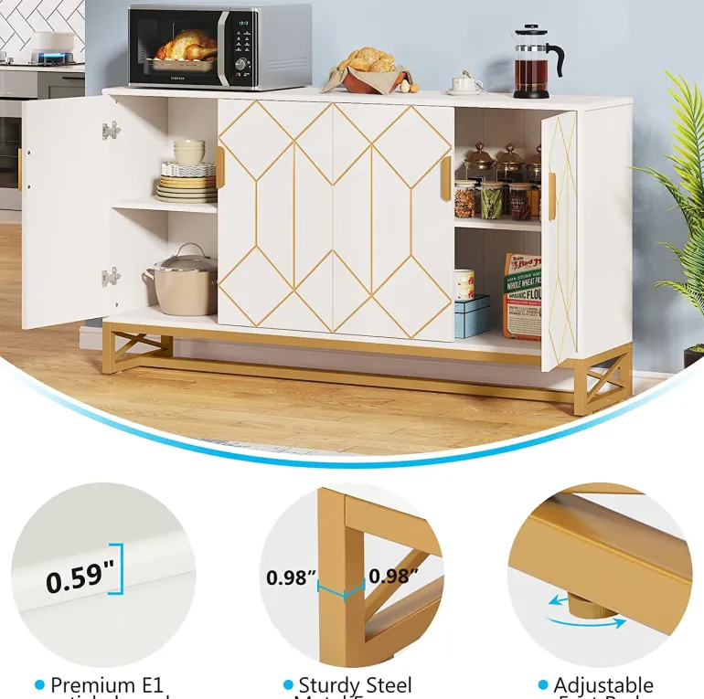 Flash Sale Tribesigns 59" Modern Sideboard Buffet Kitchen Storage Cabinet with Doors
