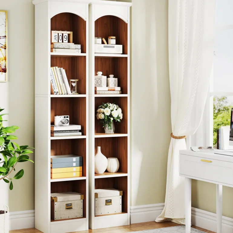 New Tribesigns 70.9" Narrow Bookcase, 5-Tier Cube Bookshelf Display Rack with Storage