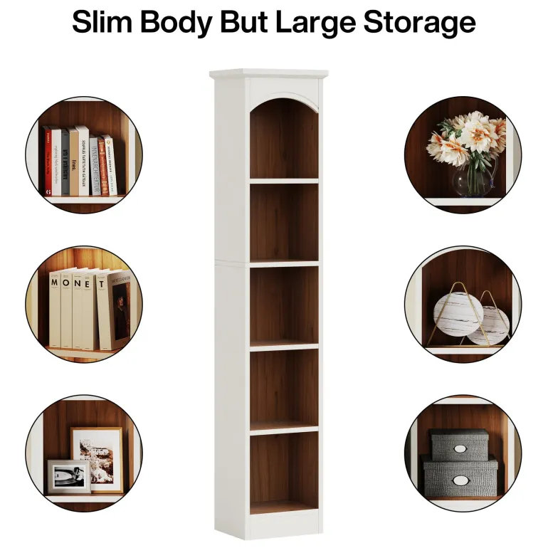 New Tribesigns 70.9" Narrow Bookcase, 5-Tier Cube Bookshelf Display Rack with Storage
