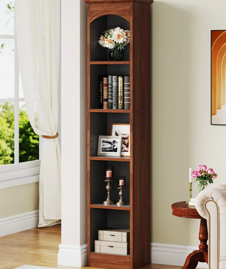 New Tribesigns 70.9" Narrow Bookcase, 5-Tier Cube Bookshelf Display Rack with Storage