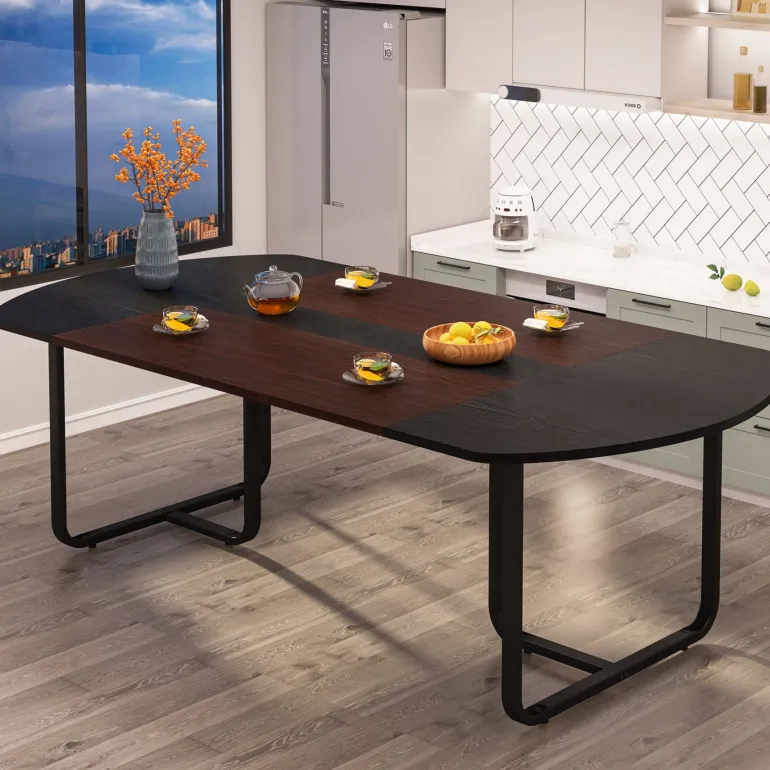 Clearance Tribesigns 70.86" Oval Dining Table, Modern Kitchen Table for for 6-8 People