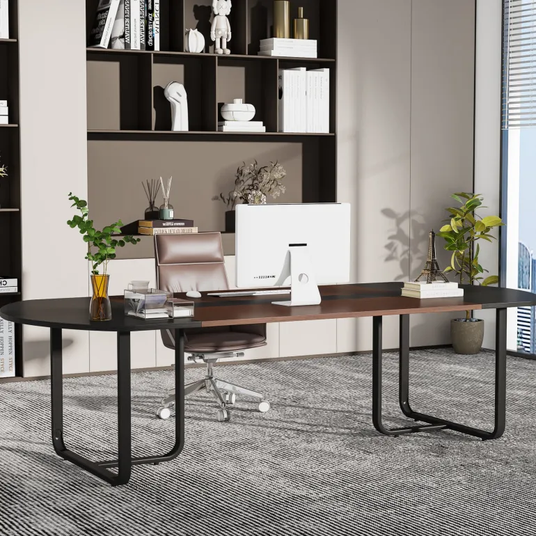 Hot Tribesigns 70.86" Oval Executive Desk, Modern Computer Meeting Table for Home Office