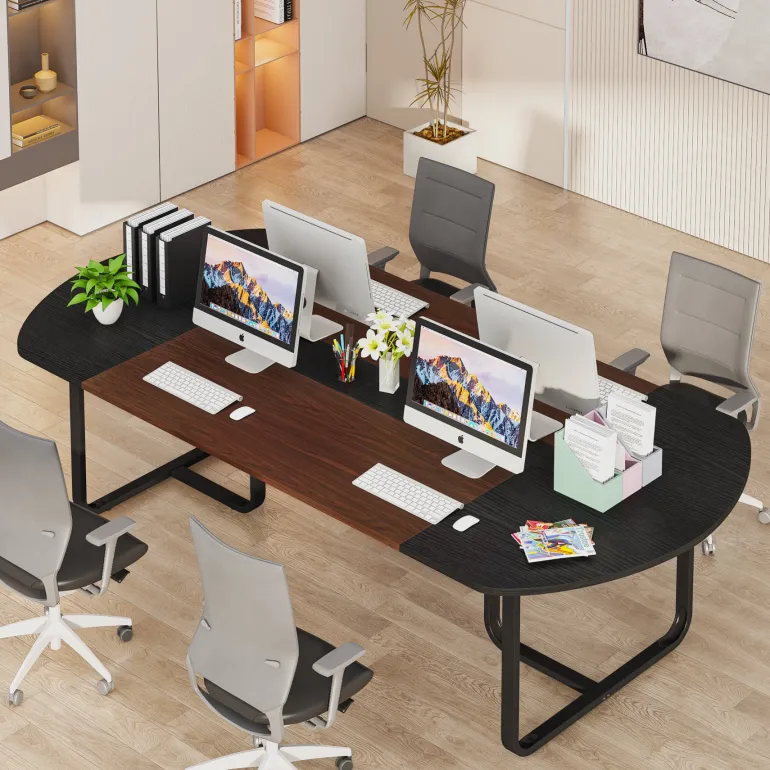 Hot Tribesigns 70.86" Oval Executive Desk, Modern Computer Meeting Table for Home Office