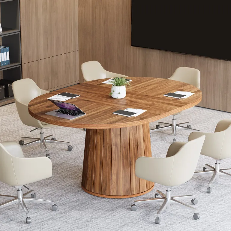 New Tribesigns 55" Oval Meeting Table, Wood Conference Table For 6 People
