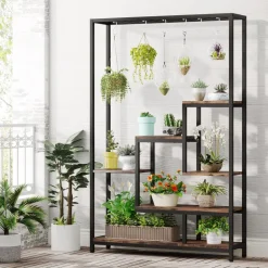 Flash Sale Tribesigns 70.9" Plant Stand, Large Flower Bonsai Shelf with 6 S Hanging Hooks