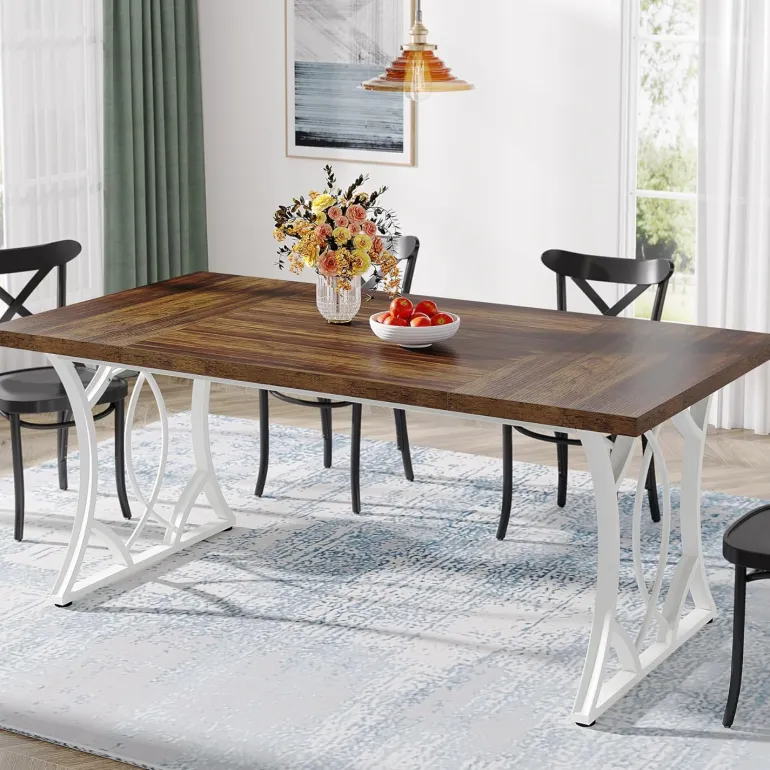 Clearance Tribesigns 63" Rectangular Dining Table with Wooden Tabletop for 6 People