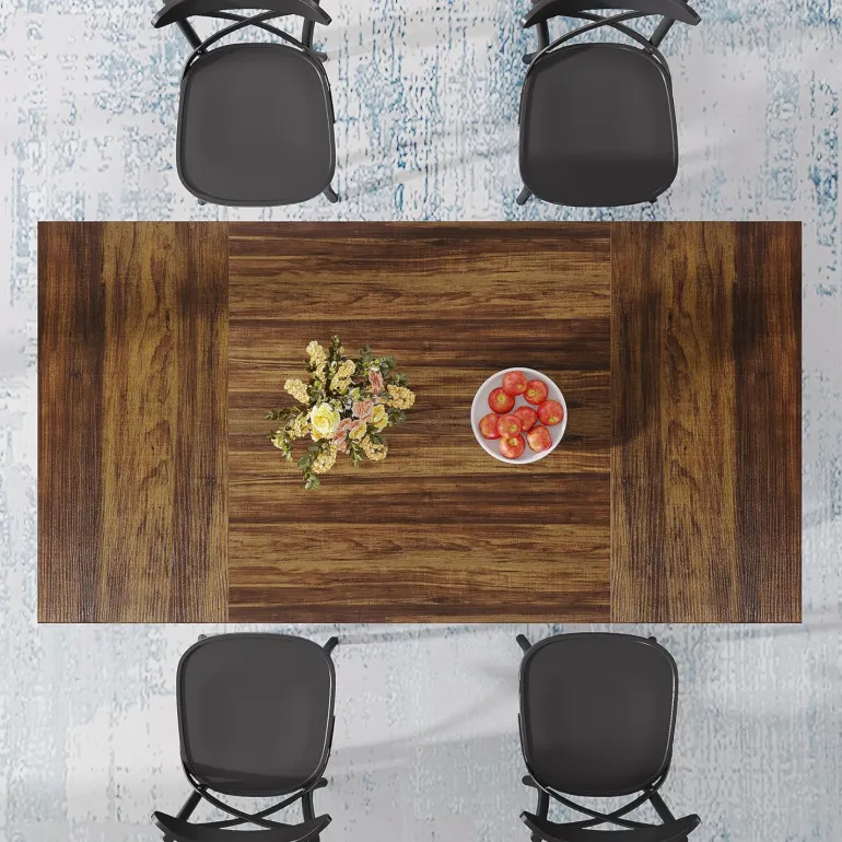 Clearance Tribesigns 63" Rectangular Dining Table with Wooden Tabletop for 6 People