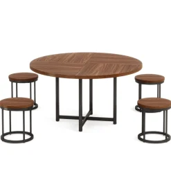 Online Tribesigns 47" Round Dining Table, 5 - Piece Kitchen Dinner Table Chairs Set