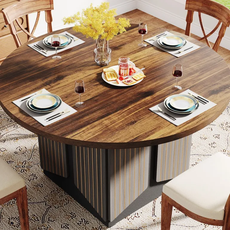 Online Tribesigns 47" Round Dining Table, Farmhouse Kitchen Table for 4-6 People
