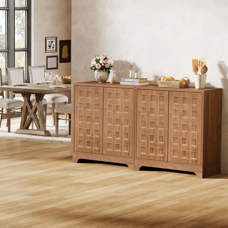 Best Tribesigns 57.5" Set of 2 Sideboard Buffet, Storage Cabinet Credenza with Doors