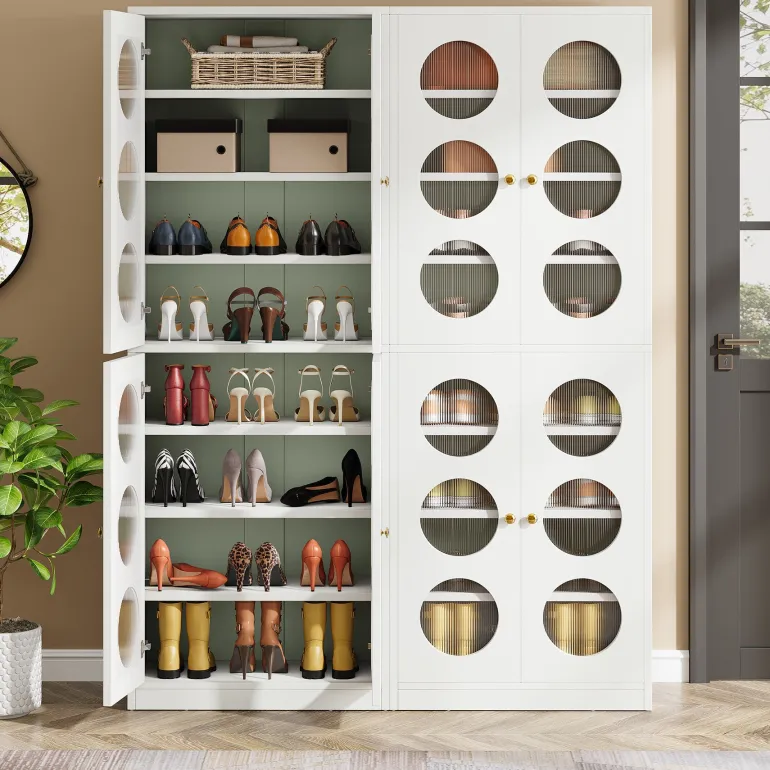 Store Tribesigns 70.8" Shoe Cabinet, 8 - tier Shoe Organizer with Doors