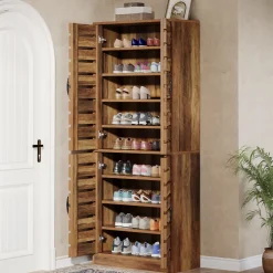 Best Sale Tribesigns 70.8" Shoe Cabinet, 9 - Tier Vertical Shoe Rack with Shutter Doors