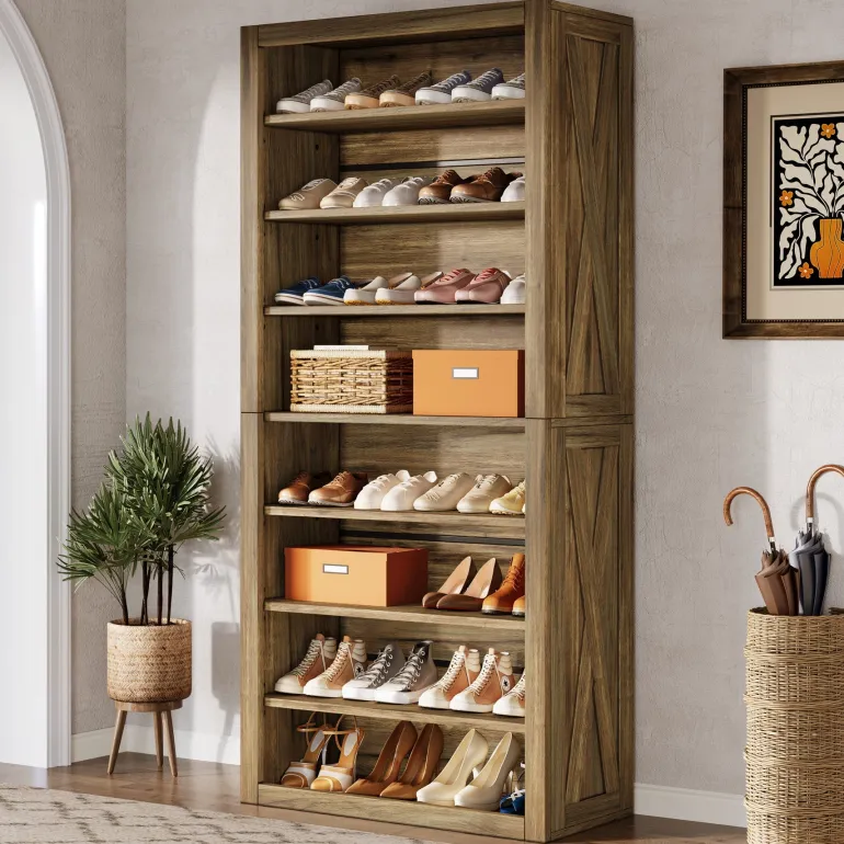 Store Tribesigns 71" Shoe Cabinet, Freestanding Shoe Storage Organizer for 32 - 36 Pairs