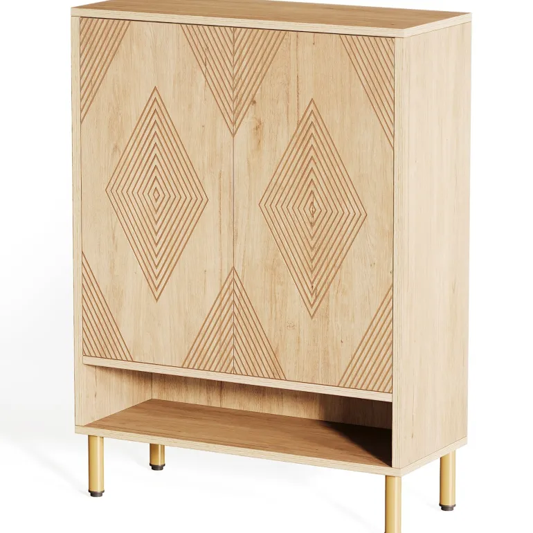Hot Tribesigns 45" Shoe Cabinet, Wood Shoe Organizer Rack With Adjustable Shelves