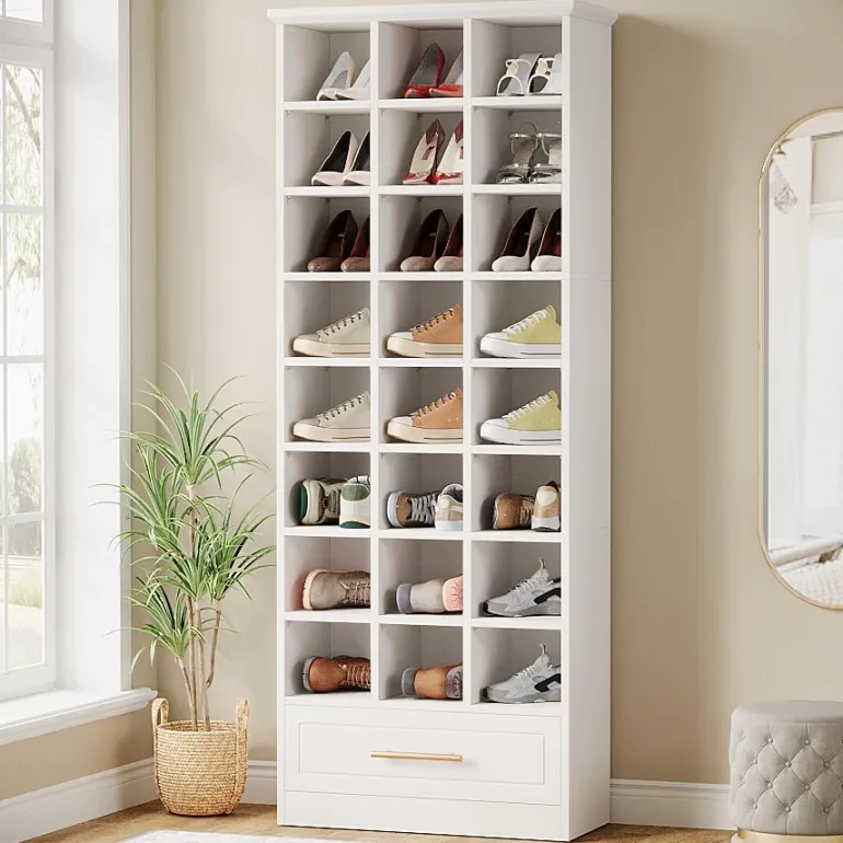 Sale Tribesigns 71" Shoe Rack, Freestanding Wooden 9-Tier Shoe Storage Cabinet