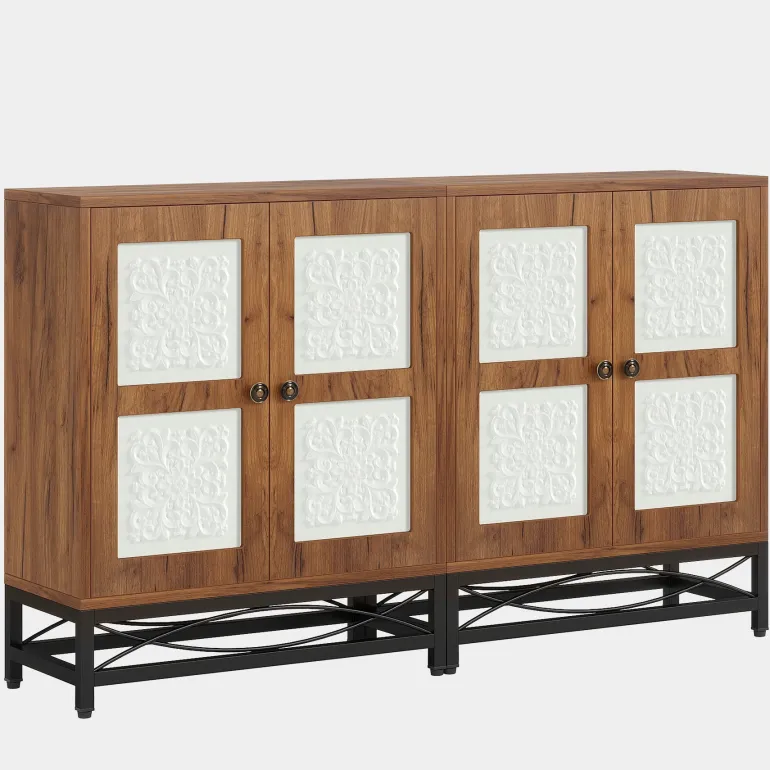 Cheap Tribesigns 59" Sideboard Buffet Cabinet with Storage Shelves and Carved Design Doors