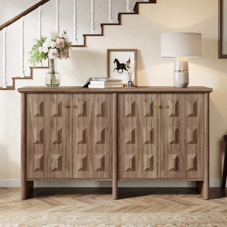 Fashion Tribesigns 59" Sideboard Buffet, Console Cabinet Credenzas Coffee Bar Cabinet with Adjustable Shelf