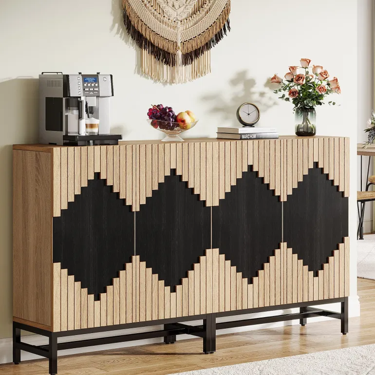 Flash Sale Tribesigns 63" Sideboard Buffet, Farmhouse Sideboard Credenza Storage Cabinet with Doors