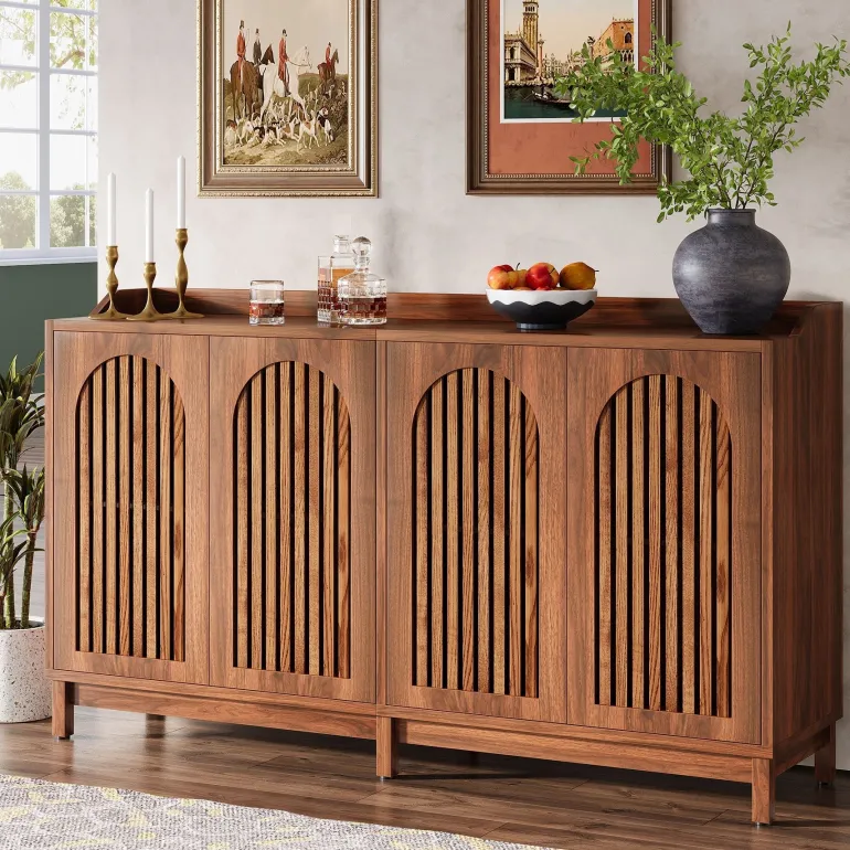 Hot Tribesigns 57" Sideboard Buffet, Farmhouse Storage Cabinet with Adjustable Shelf