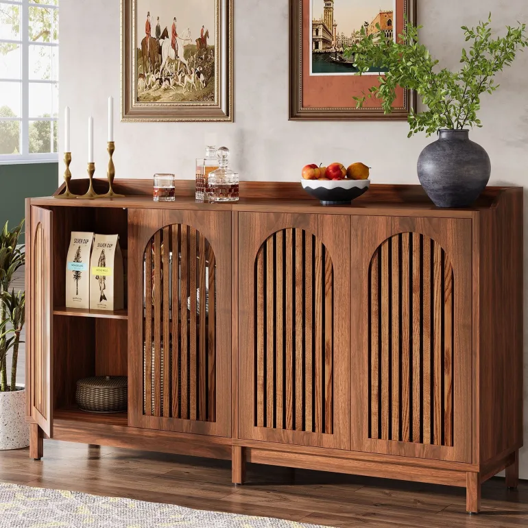 Hot Tribesigns 57" Sideboard Buffet, Farmhouse Storage Cabinet with Adjustable Shelf