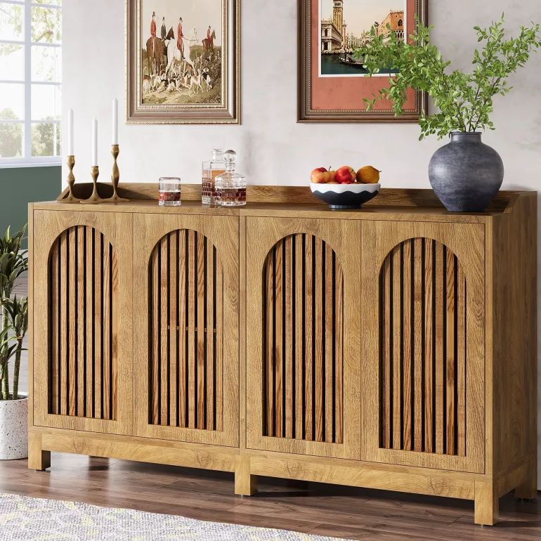Hot Tribesigns 57" Sideboard Buffet, Farmhouse Storage Cabinet with Adjustable Shelf