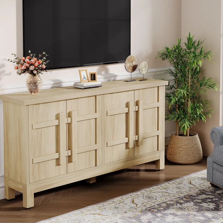 Flash Sale Tribesigns 55" Sideboard Buffet, Farmhouse Sideboard Cabinet Credenzas with Storage