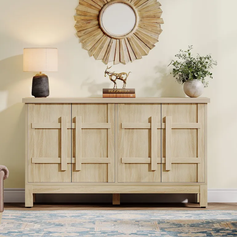 Flash Sale Tribesigns 55" Sideboard Buffet, Farmhouse Sideboard Cabinet Credenzas with Storage