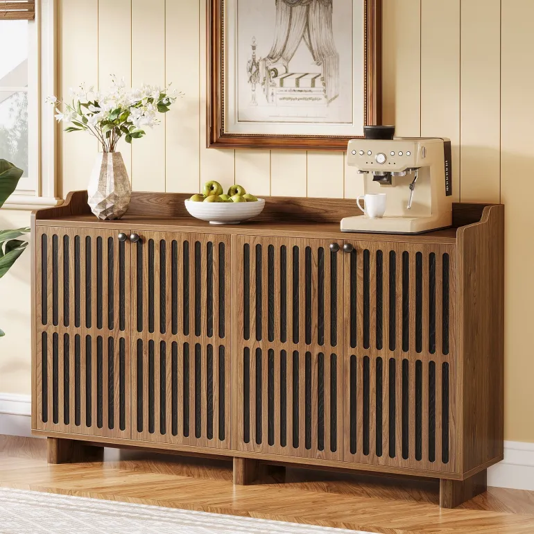 Fashion Tribesigns 55" Sideboard Buffet, Farmhouse Storage Cabinet Credenzas with Adjustable Shelves