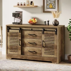 Shop Tribesigns 47" Sideboard Buffet, Farmhouse Buffet Cabinet With Sliding Doors & Adjustable Shelves