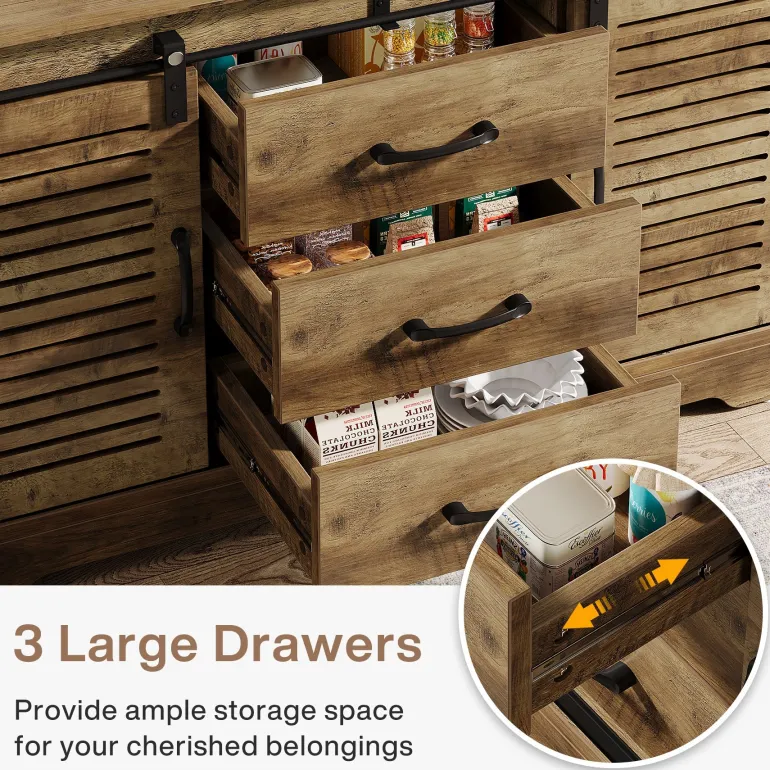 Shop Tribesigns 47" Sideboard Buffet, Farmhouse Buffet Cabinet With Sliding Doors & Adjustable Shelves