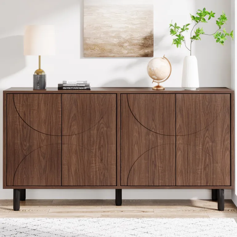 Cheap Tribesigns 55.1" Sideboard Buffet, Kitchen Sideboard Storage Cabinet with 4 Doors